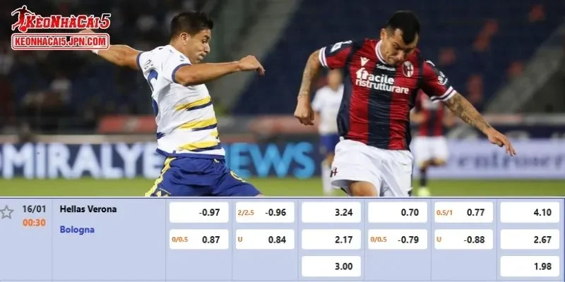 Tỷ lệ kèo chi tiết của của trận Hellas Verona vs Bologna